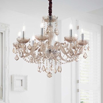 Ideal Lux - Kristall-Kronleuchter an Kette ROSE 8xE14/40W/230V d 78 cm beige