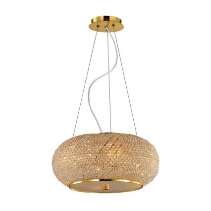 Ideal Lux - Kristall-Kronleuchter an Schnur PASHA 10xE14/40W/230V d 55 cm golden