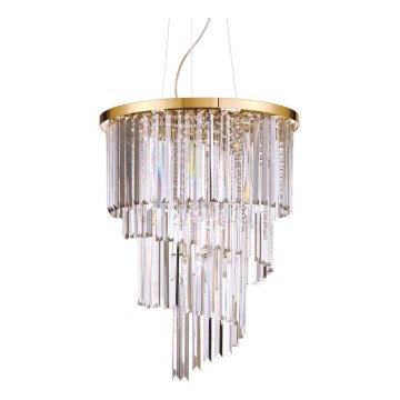 Ideal Lux - Kristall-Kronleuchter CARLTON 12xE14/40W/230V d 50 cm golden