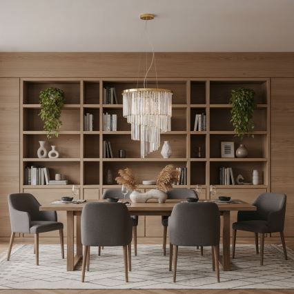 Ideal Lux - Kristall-Kronleuchter CARLTON 12xE14/40W/230V d 50 cm golden