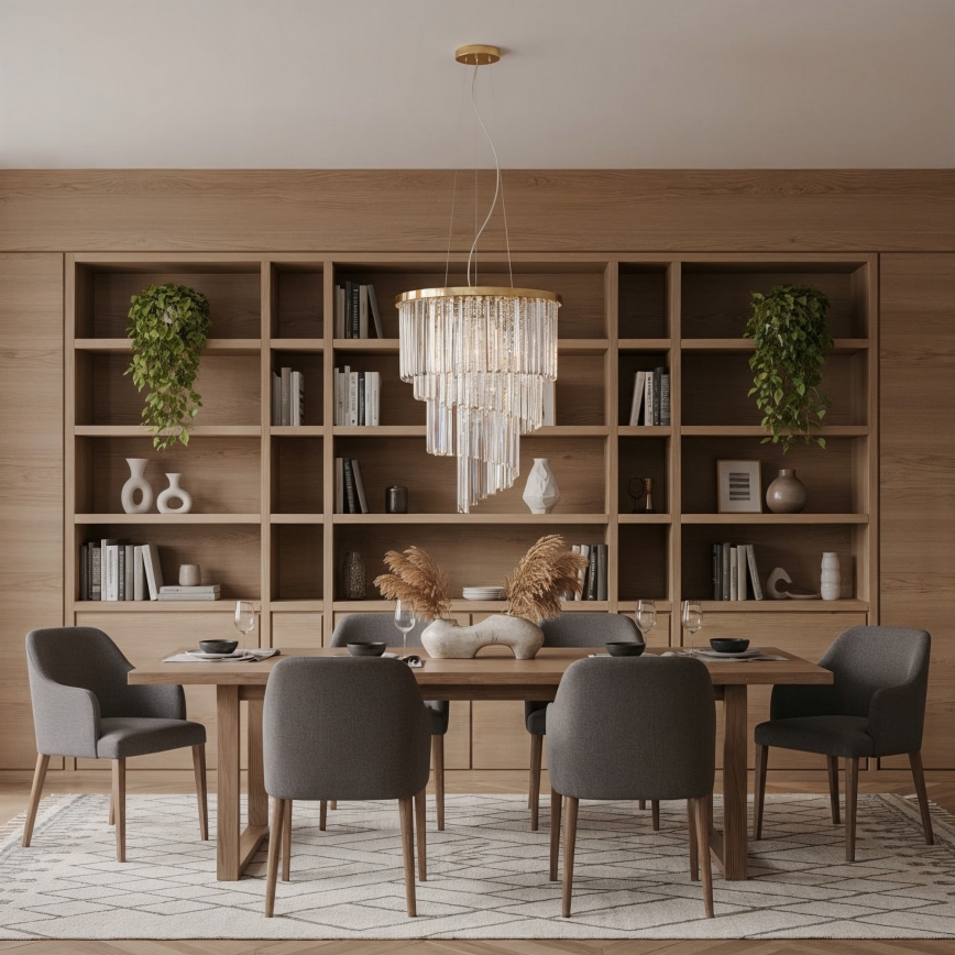 Ideal Lux - Kristall-Kronleuchter CARLTON 12xE14/40W/230V d 50 cm golden