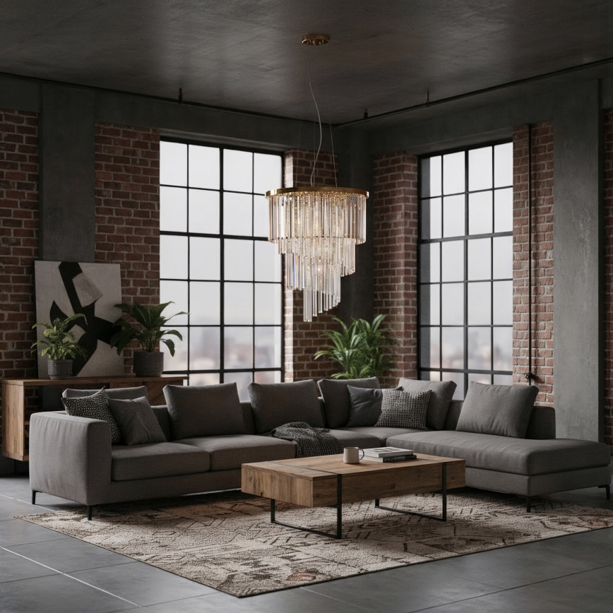 Ideal Lux - Kristall-Kronleuchter CARLTON 12xE14/40W/230V d 50 cm golden