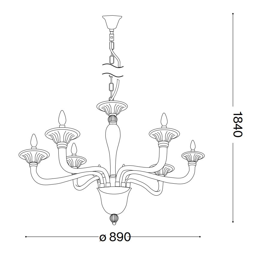 Ideal Lux - Kronleuchter an Kette BRIGITTA 8xE14/40W/230V d 89 cm Messing