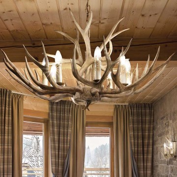 Ideal Lux - Kronleuchter an Kette CHALET 8xE14/40W/230V Geweih