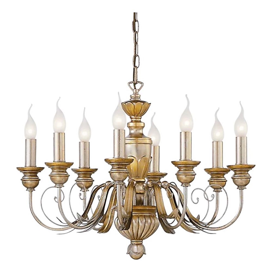 Ideal Lux - Kronleuchter an Kette FIRENZE 8xE14/40W/230V d 64 cm golden