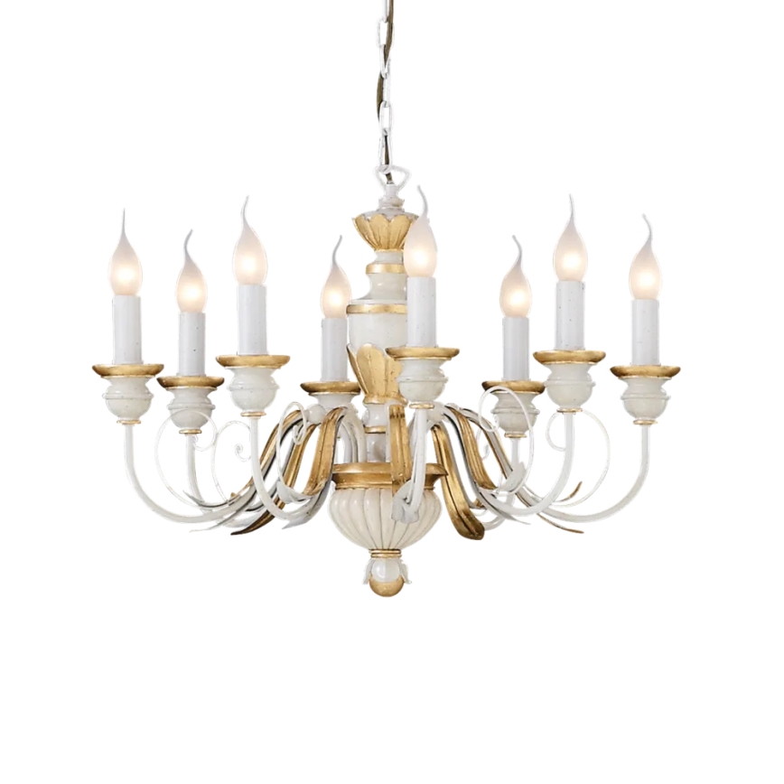 Ideal Lux - Kronleuchter an Kette FIRENZE 8xE14/40W/230V d 64 cm weiß/golden