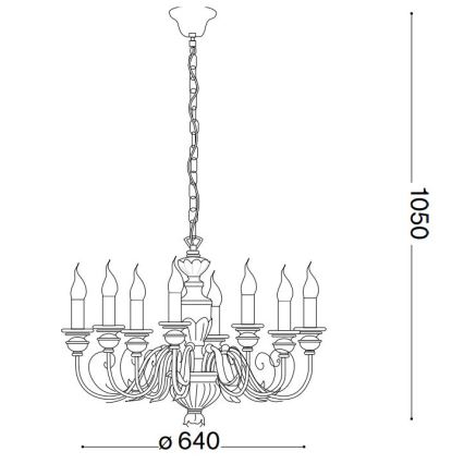 Ideal Lux - Kronleuchter an Kette FIRENZE 8xE14/40W/230V d 64 cm weiß/golden