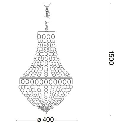 Ideal Lux - Kronleuchter an Kette MONET 5xE14/40W/230V d 40 cm Hanf/weiß