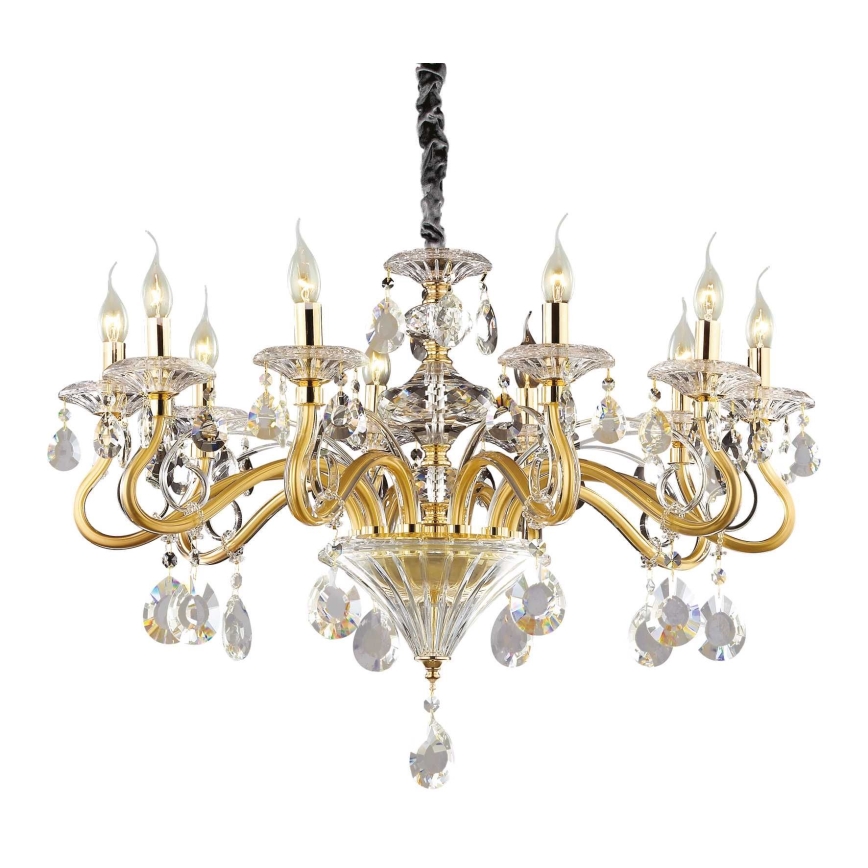 Ideal Lux - Kristall-Kronleuchter an Kette NEGRESCO 10xE14/28W/230V d 85 cm golden
