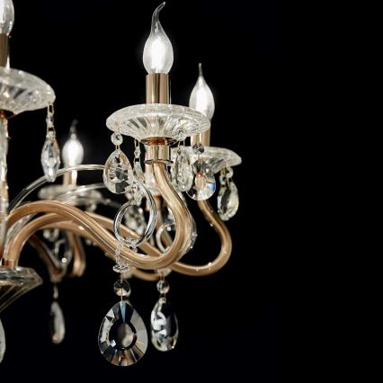 Ideal Lux - Kristall-Kronleuchter an Kette NEGRESCO 10xE14/28W/230V d 85 cm golden