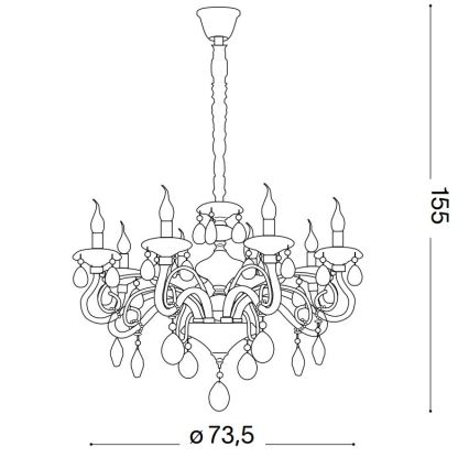 Ideal Lux - Kristall-Kronleuchter an Kette NEGRESCO 8xE14/28W/230V d 73,5 cm golden