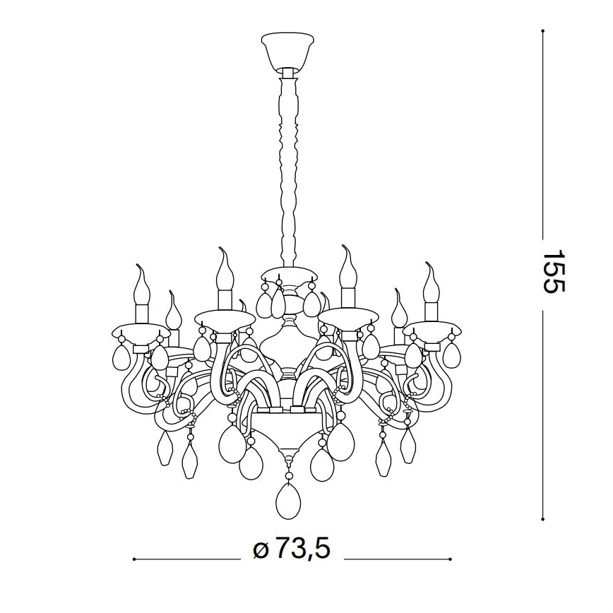 Ideal Lux - Kristall-Kronleuchter an Kette NEGRESCO 8xE14/28W/230V d 73,5 cm golden
