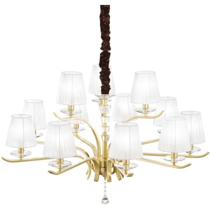 Ideal Lux - Kristall-Kronleuchter an Kette PEGASO 12xE14/28W/230V d 102 cm golden