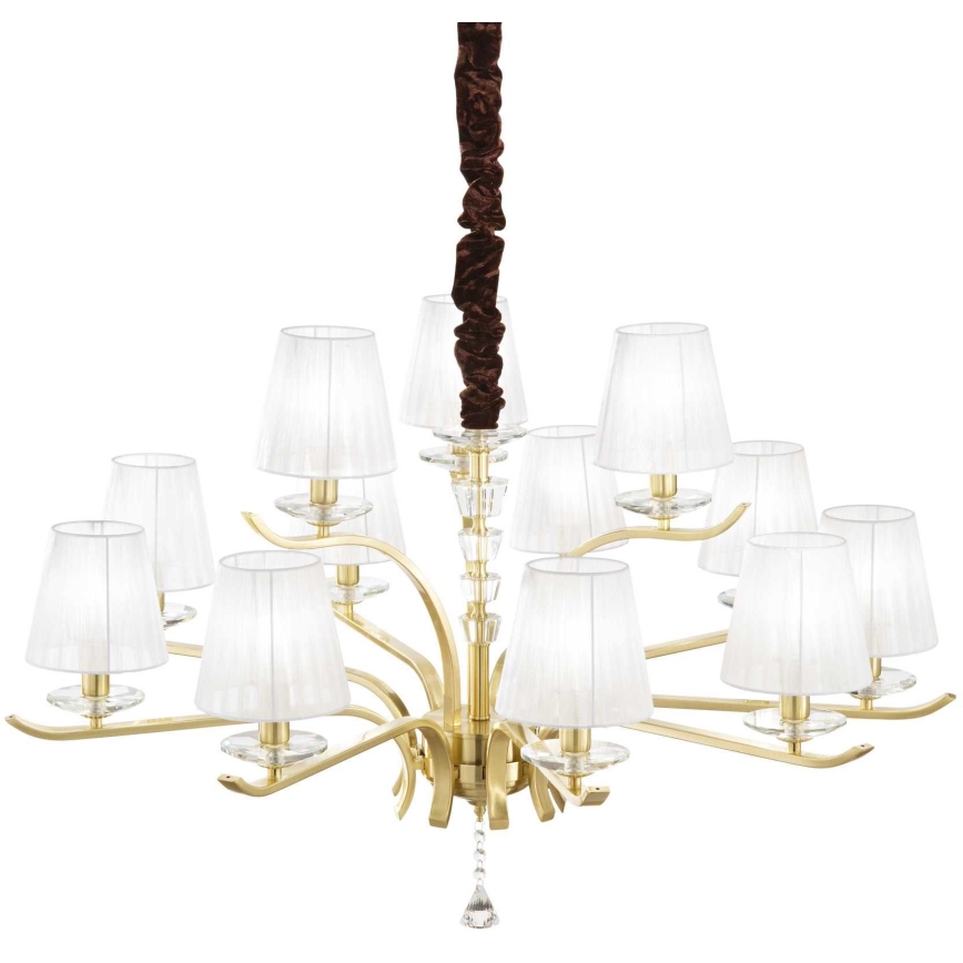 Ideal Lux - Kristall-Kronleuchter an Kette PEGASO 12xE14/28W/230V d 102 cm golden