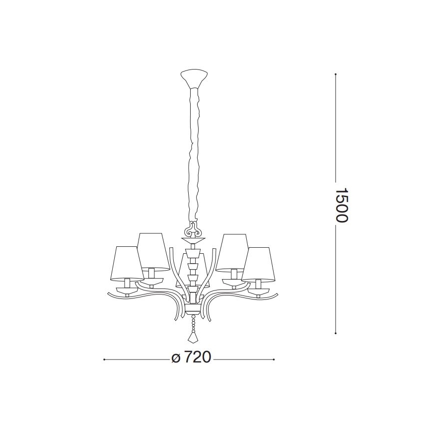 Ideal Lux - Kristall-Kronleuchter an Kette PEGASO 5xE14/28W/230V d 72 cm golden