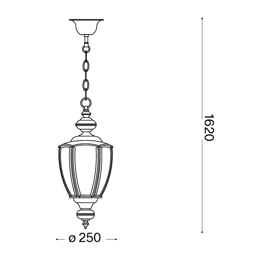 Ideal Lux - Kronleuchter mit Kette, 1x E27/60W/230V, Ø 25 cm, glänzender Chrom