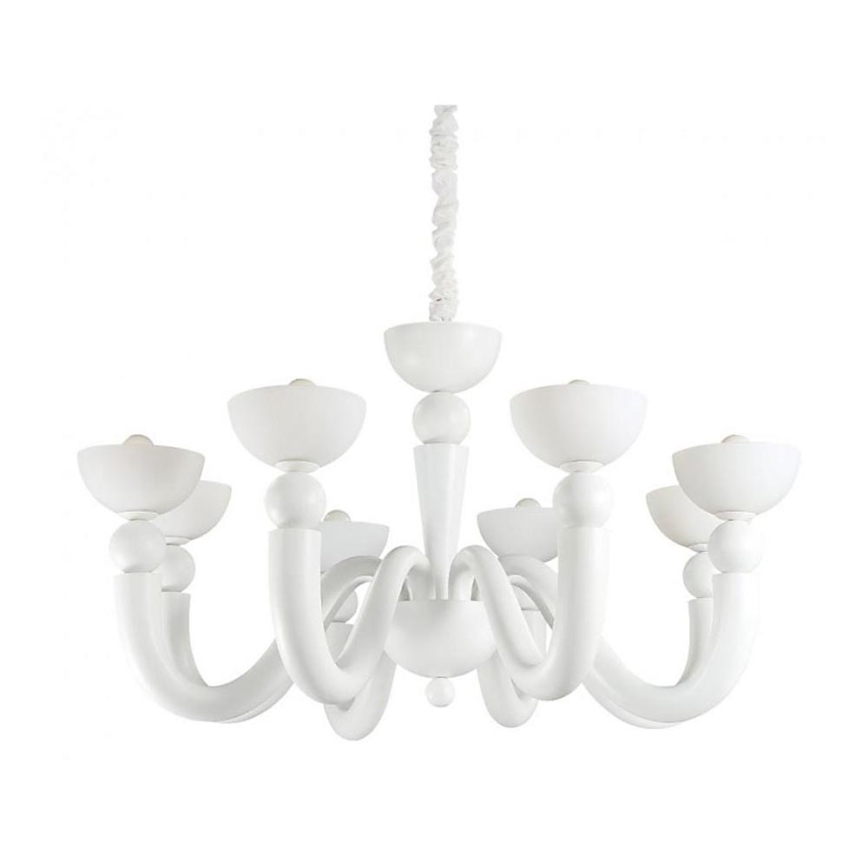Ideal Lux - Kronleuchter mit Kette BON BON 8xE14/28W/230V Ø 95,5 cm weiß