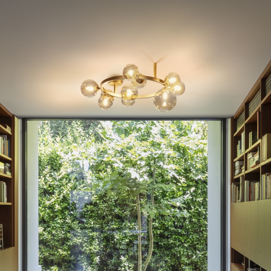 Ideal Lux - LED-Deckenleuchte PERLAGE 10xG9/3W/230V Ø 70 cm gold/rauchbeige