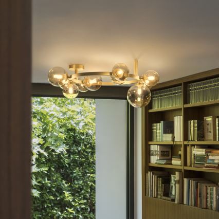 Ideal Lux - LED-Deckenleuchte PERLAGE 10xG9/3W/230V Ø 70 cm gold/rauchbeige