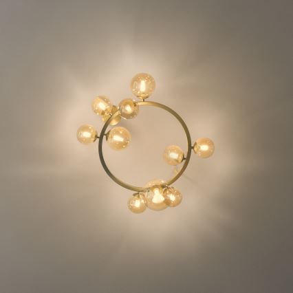 Ideal Lux - LED-Deckenleuchte PERLAGE 10xG9/3W/230V Ø 70 cm gold/rauchbeige