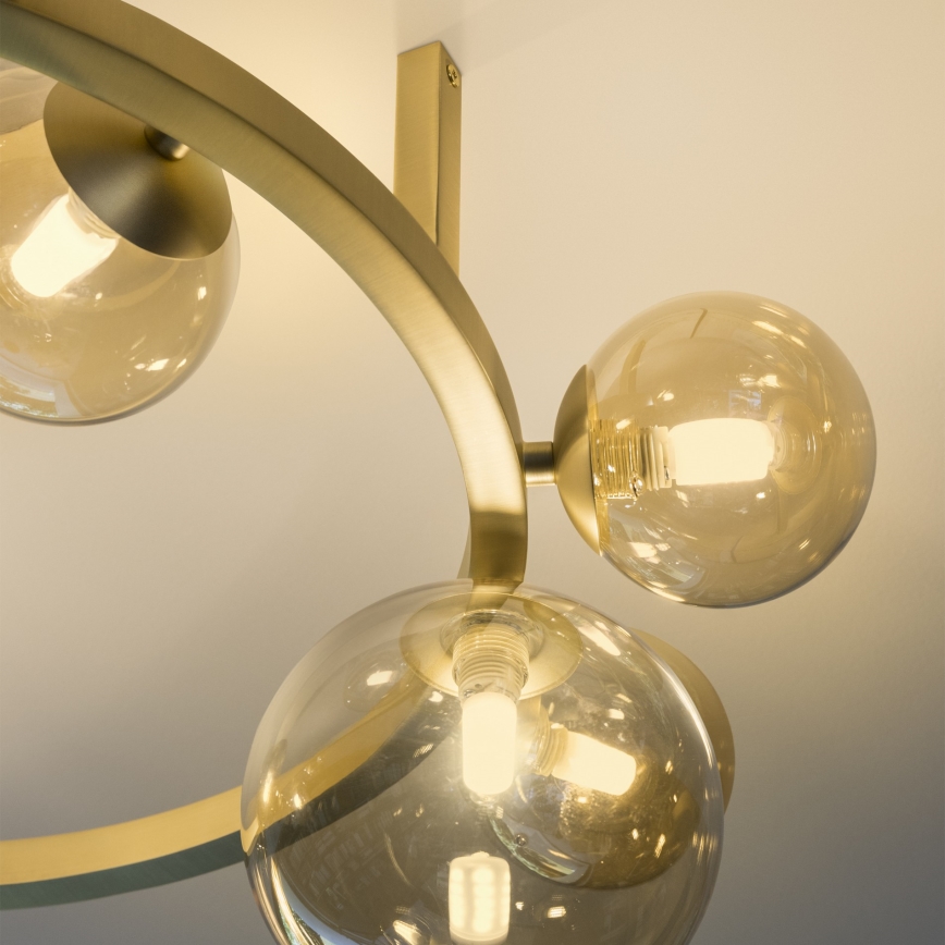 Ideal Lux - LED-Deckenleuchte PERLAGE 10xG9/3W/230V Ø 70 cm gold/rauchbeige