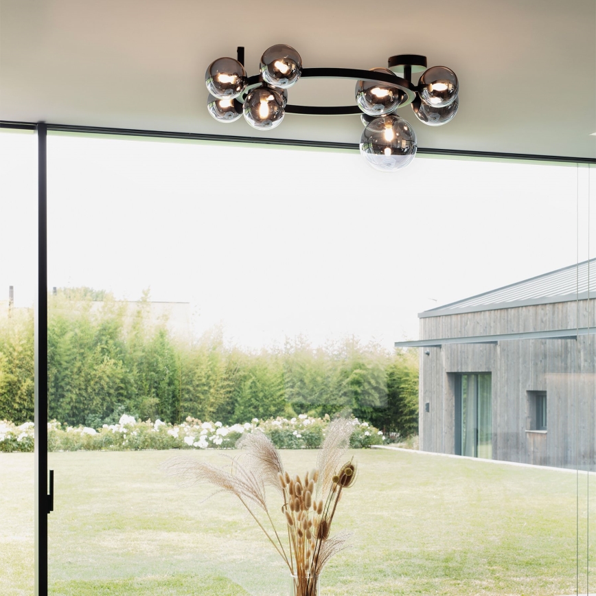 Ideal Lux - LED-Deckenleuchte PERLAGE 10xG9/3W/230V Ø 70 cm schwarz/rauchschwarz