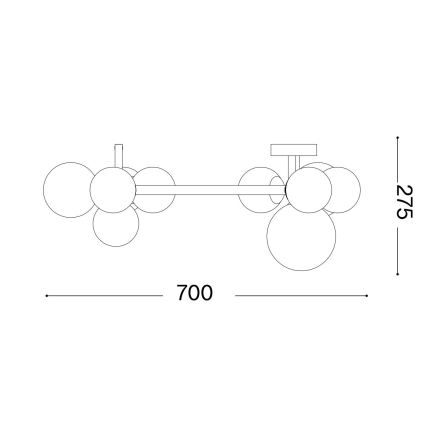 Ideal Lux - LED-Deckenleuchte PERLAGE 10xG9/3W/230V Ø 70 cm schwarz/rauchschwarz