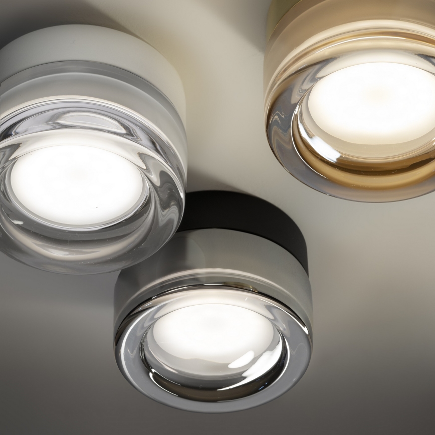 Ideal Lux - LED-Badezimmer-Deckenleuchte LOLLY 1xGX53/9W/230V Ø 10,5 cm IP44 schwarz/rauchschwarz