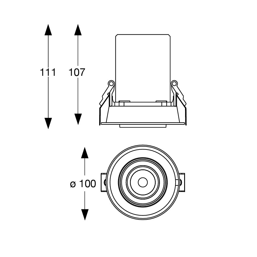 Ideal Lux - LED-Einbaustrahler NOVA, 12 W, 230 V, 3000 K, CRI 90, Ø 10 cm, schwarz