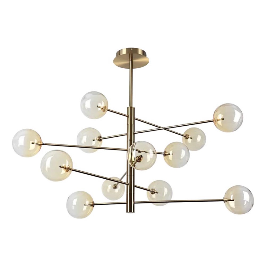 Ideal Lux - LED-Deckenleuchte an Stange EQUINOXE 12xG4/2W/230V d 128,1 cm Messing/rauchig