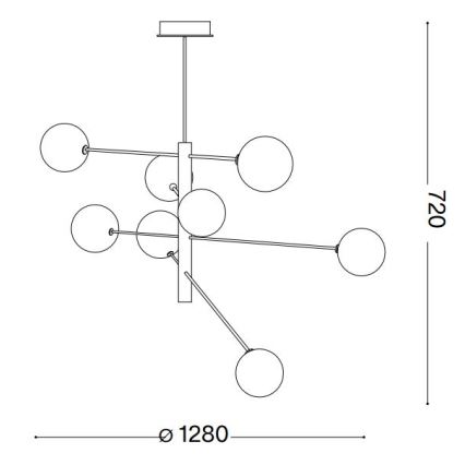 Ideal Lux - LED-Deckenleuchte an Stange EQUINOXE 8xG4/2W/230V d 128 cm glänzendes Chrom/klar