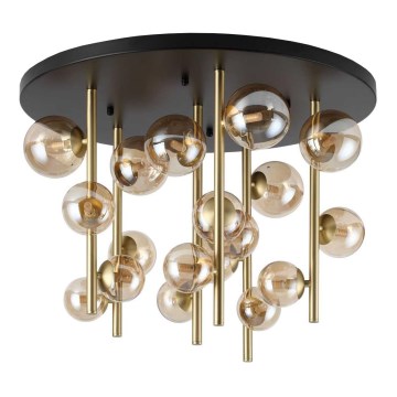 Ideal Lux - LED-Deckenleuchte an Stange PERLAGE 18xG9/3W/230V d 70 cm golden/rauchig