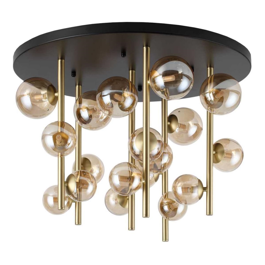 Ideal Lux - LED-Deckenleuchte an Stange PERLAGE 18xG9/3W/230V d 70 cm golden/rauchig