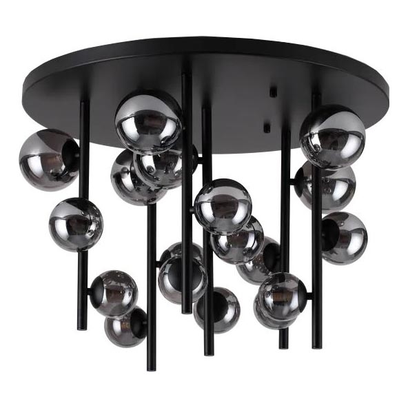 Ideal Lux - LED-Deckenleuchte an Stange PERLAGE 18xG9/3W/230V d 70 cm schwarz/rauchig