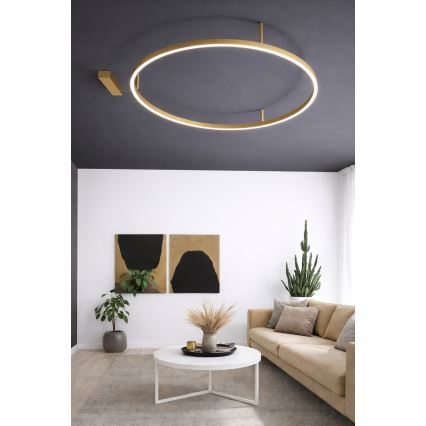 Ideal Lux - LED-Deckenleuchte ORACLE SLIM LED/81W/230V 3000K CRI 90 Ø 150 cm goldfarben