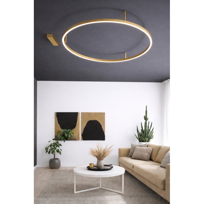 Ideal Lux - LED-Deckenleuchte ORACLE SLIM LED/81W/230V 3000K CRI 90 Ø 150 cm goldfarben