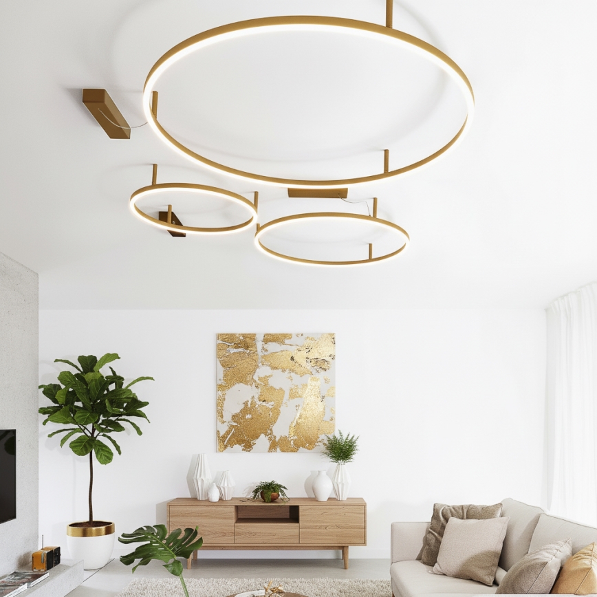 Ideal Lux - LED-Deckenleuchte ORACLE SLIM LED/81W/230V 3000K CRI 90 Ø 150 cm goldfarben