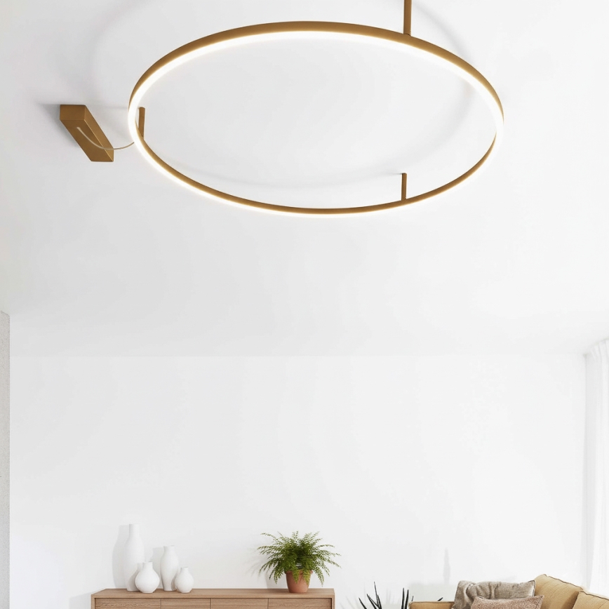 Ideal Lux - LED-Deckenleuchte ORACLE SLIM LED/81W/230V 3000K CRI 90 Ø 150 cm goldfarben