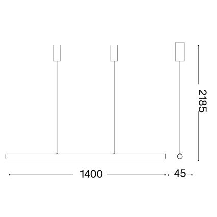Ideal Lux - Dimmbare LED-Hängeleuchte an Kabel DORICA LED/35W/230V CRI 90 140 cm goldfarben