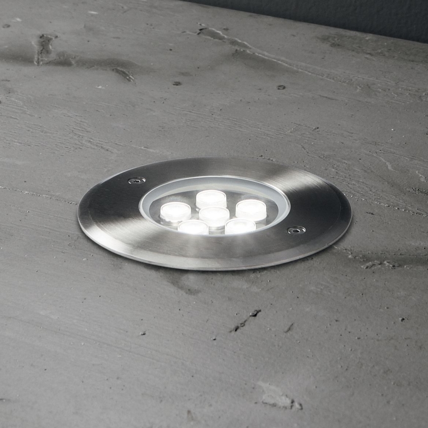 Ideal Lux - LED-Einfahrtsleuchte FLOOR LED/6W/230V d 12 cm CRI 90 IP67 glänzendes Chrom