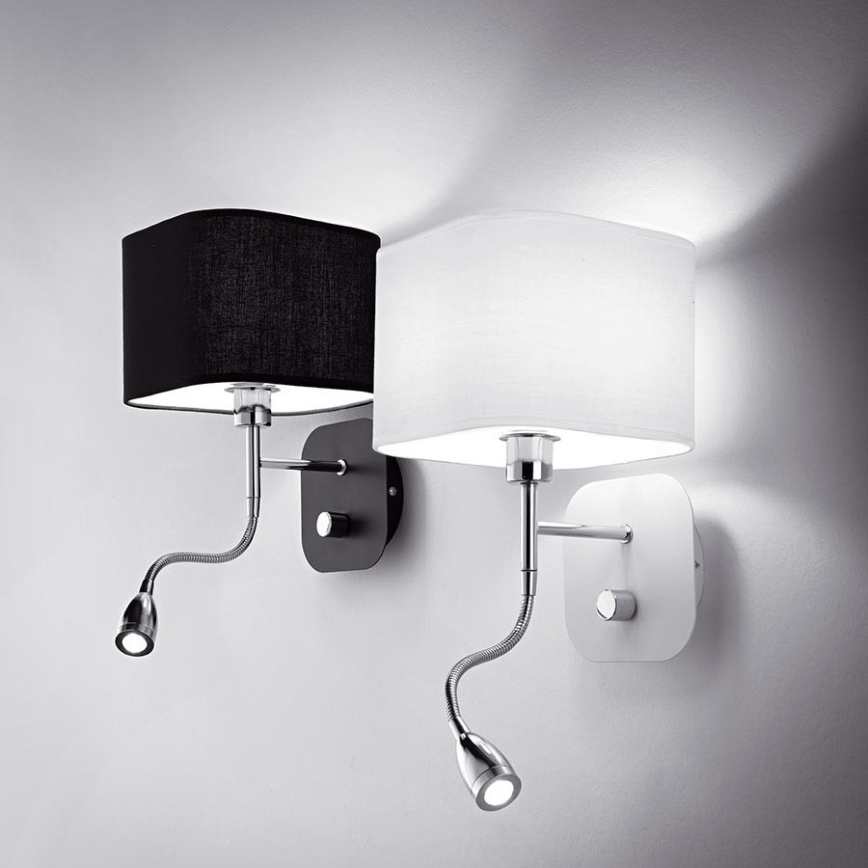 Wandleuchte 1xE14/40W/230V + LED/1W/230V schwarz