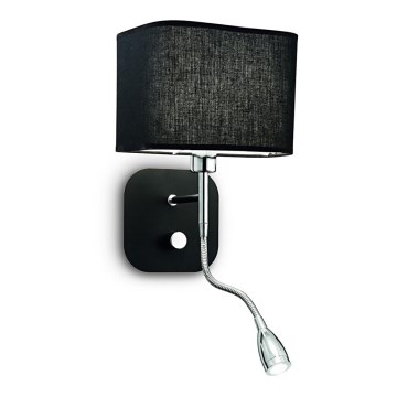 Ideal Lux - LED Flexibler Wandleuchte 1xE14/40W/230V + LED/1W/230V schwarz