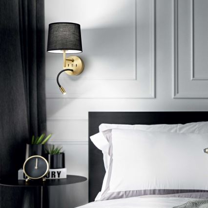 Ideal Lux - LED Flexibler Lampensatz mit Fassung 1xE27/42W + LED/3W/230V CRI 90 USB gold