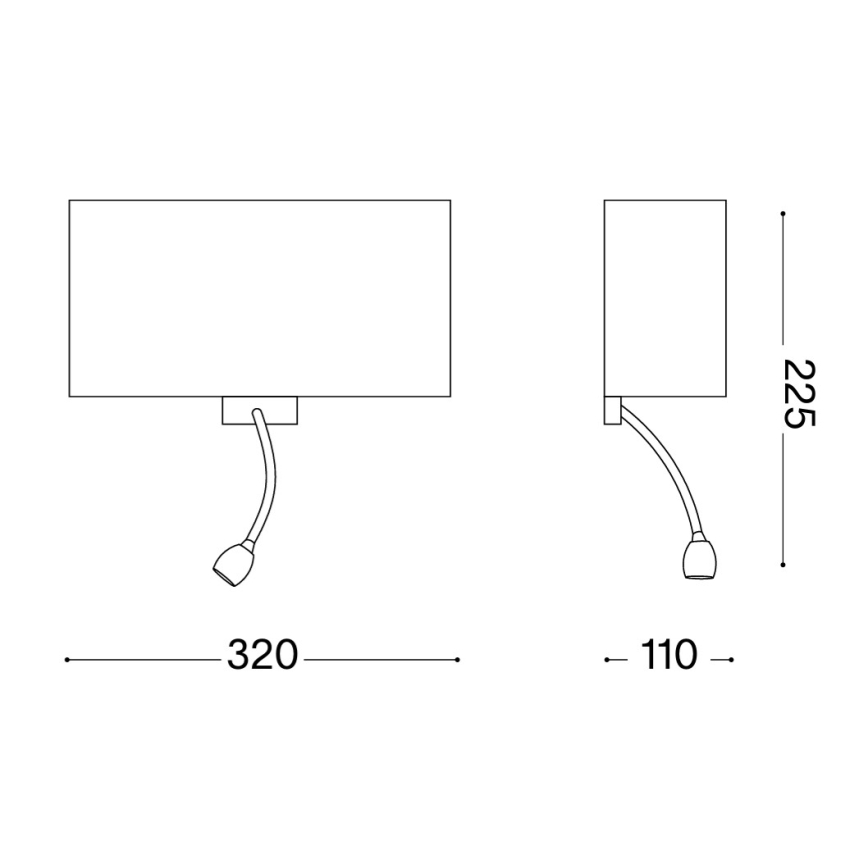 Ideal Lux - LED Flexibler Wandleuchte HOTEL 1xE27/60W + LED/1,5W/230V