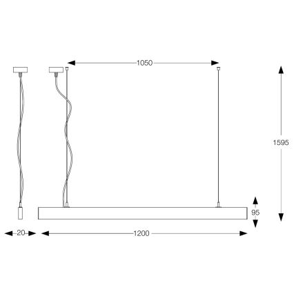 Ideal Lux - LED-Hängeleuchte an Kabel LINUS LED/32W/230V 3000K CRI 90 120 cm schwarz