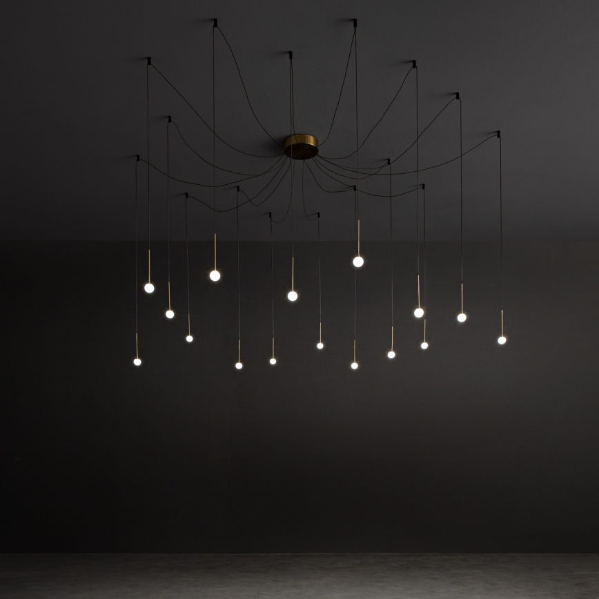 Ideal Lux - LED-Hängeleuchte an Kabel LUCCIOLA 16xLED/16W/230V CRI 90 Spinnen-Design Messing