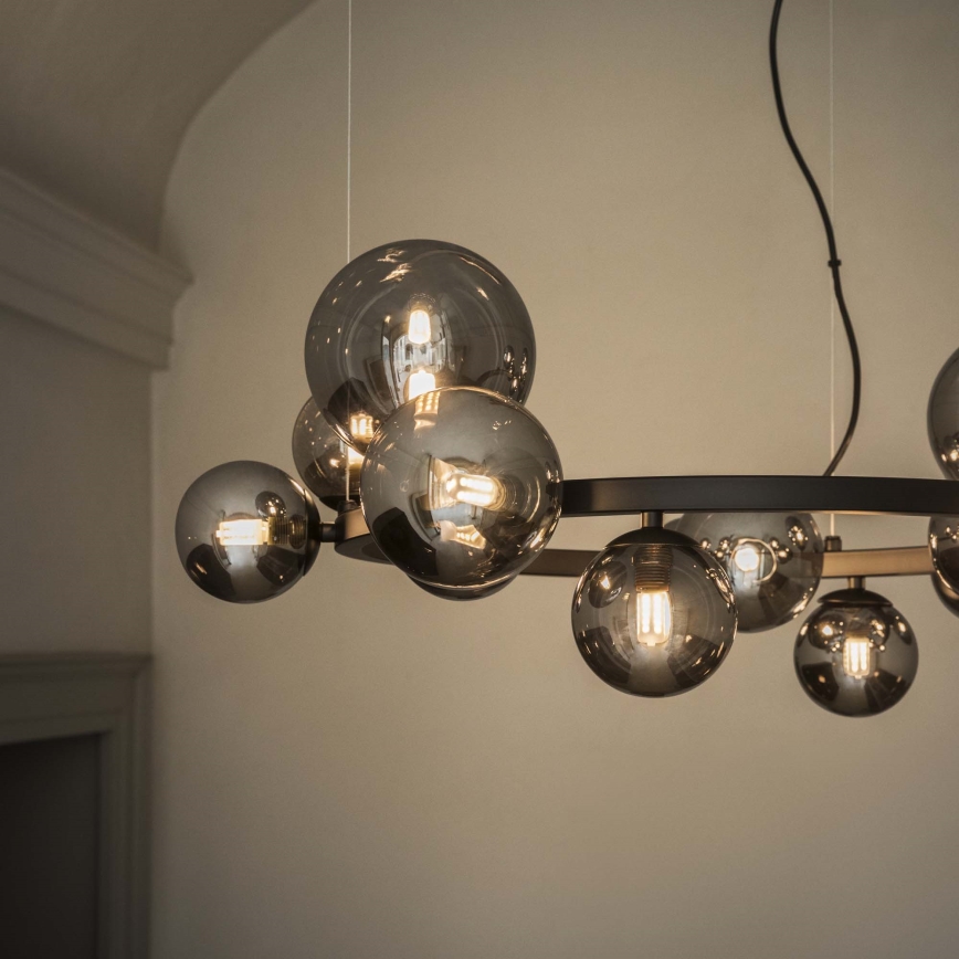 Ideal Lux - LED-Hängeleuchte an Kabel PERLAGE 25xG9/3W/230V 110 cm schwarz/rauchschwarz