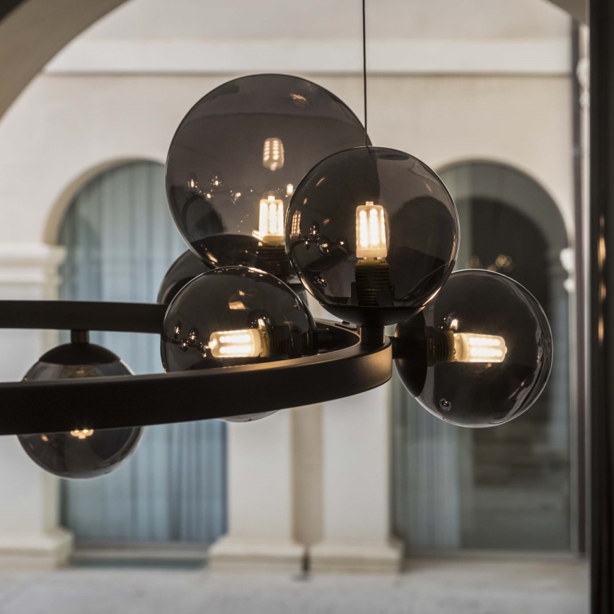 Ideal Lux - LED-Hängeleuchte an Kabel PERLAGE 25xG9/3W/230V 110 cm schwarz/rauchschwarz
