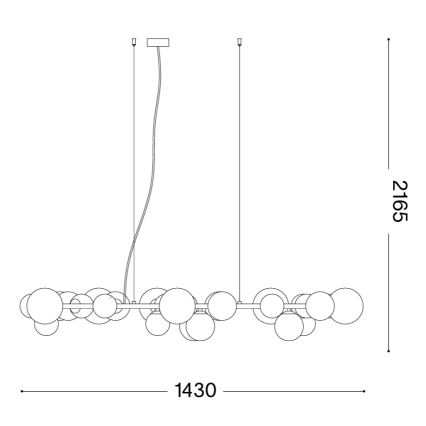 Ideal Lux - LED-Hängeleuchte an Kabel PERLAGE 30xG9/3W/230V 143 cm gold/weiß