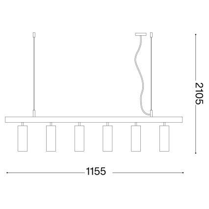 Ideal Lux - LED-Hängeleuchte an Schnur DYNAMITE 6xGU10/7W/230V CRI 90 schwarz